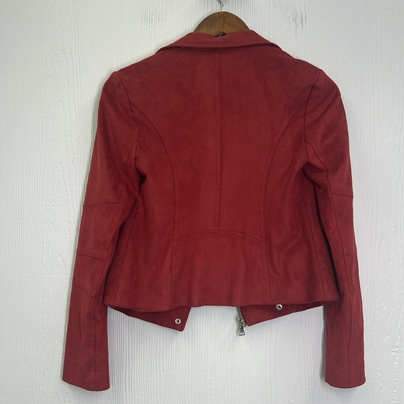 Express - Red Faux Vegan Suede Moto Long Sleeve Lined  Zipper Jacket Size XS - Picture 13 of 13